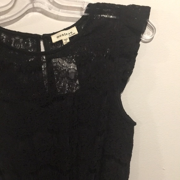 MONTEAU Cap Sleeve Lined Black Lace Dress Size S - Picture 7 of 12